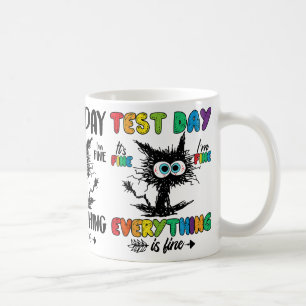 Dag Funny Stressat Cat Teacher Student Kids Testin Kaffemugg
