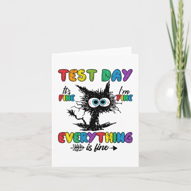 Dag Funny Stressat Cat Teacher Student Kids Testin Kort (Framsida)