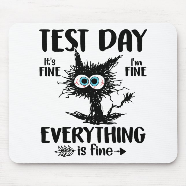 Dag Funny Stressat Cat Teacher Student Kids Testin Musmatta (Framsidan)