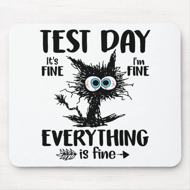Dag Funny Stressat Cat Teacher Student Kids Testin Musmatta (Framsidan)