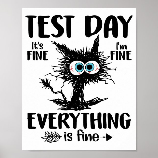 Dag Funny Stressat Cat Teacher Student Kids Testin Poster (Framsidan)