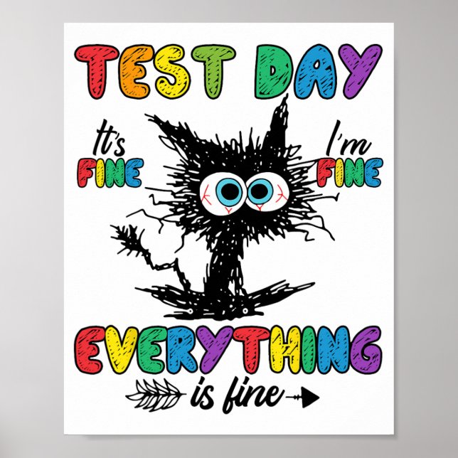 Dag Funny Stressat Cat Teacher Student Kids Testin Poster (Framsidan)