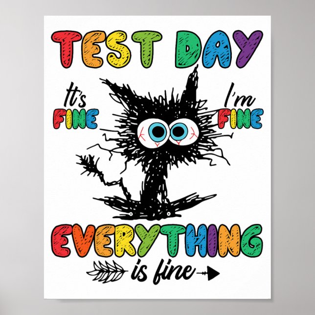 Dag Funny Stressat Cat Teacher Student Kids Testin Poster (Framsidan)