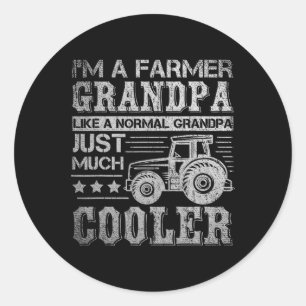 Dag Gift Idea Grandpa Tractor Farmer Runt Klistermärke