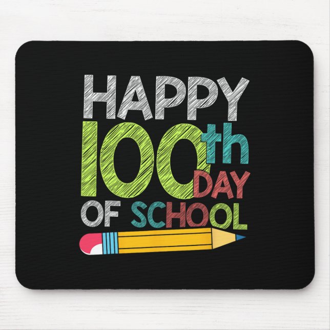 Dag Gift Student Kids Lycklig 100 skoldagar Musmatta (Framsidan)