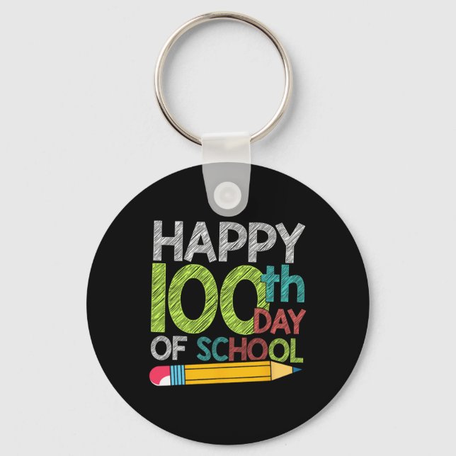 Dag Gift Student Kids Lycklig 100 skoldagar Nyckelring (Framsida)
