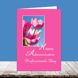 Dag-kort för administrativ assistent - Rosa Tulips Kort