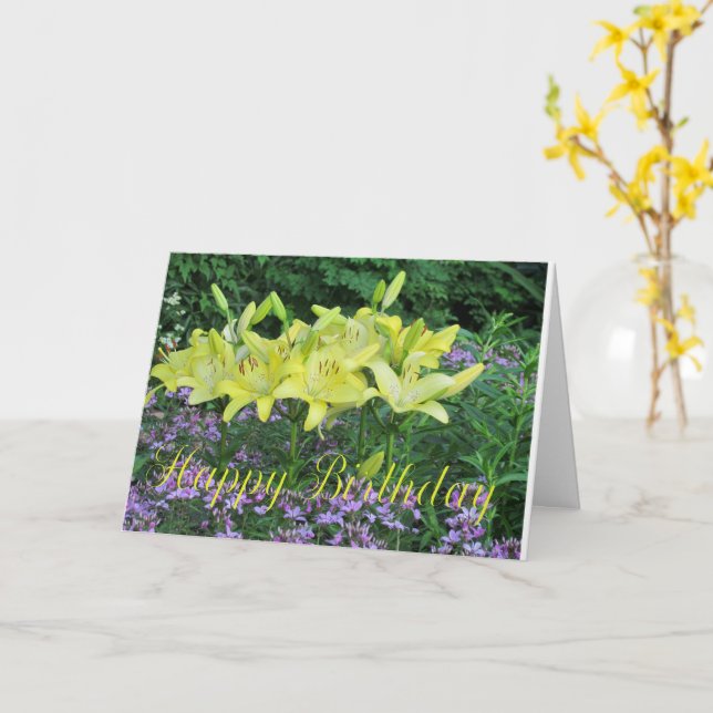 Dag Lilies Birthday Greeting Card Kort (Gul blomma)