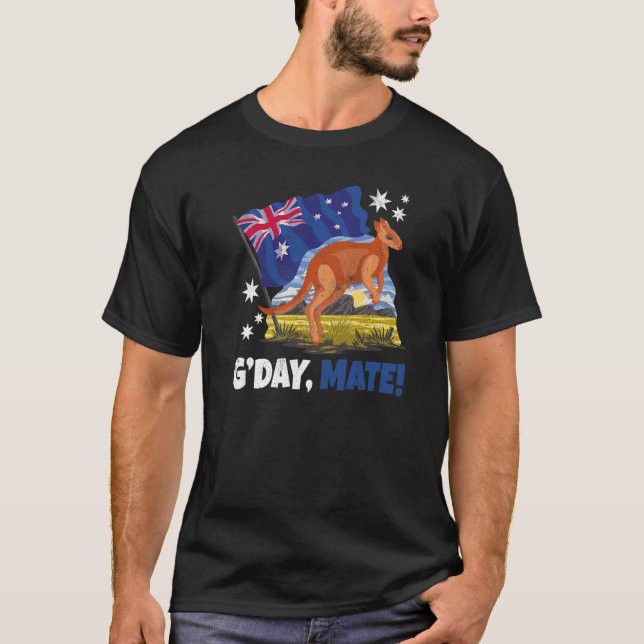 Dag Mate Bra Kangaroo Patriotic Australian Flagga  T Shirt (Framsida)