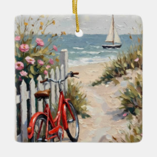 Dag på stranden julgransprydnad keramik