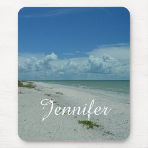 Dag på Tropical Beach Photo Personlig med Namn Musmatta