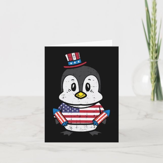 Dag Penguin 4 juli Amerika Småbarn Boys Kids Kort (Framsida)