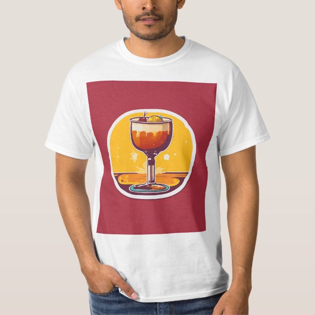 Dag-retro-etikett för Drinker 70 s T Shirt (Framsida)