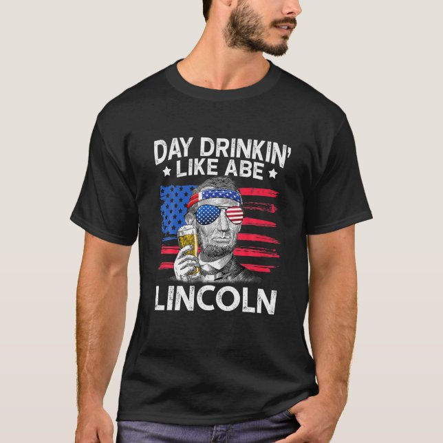 Dag som Abe Lincoln 4:e juli öl T Shirt (Framsida)