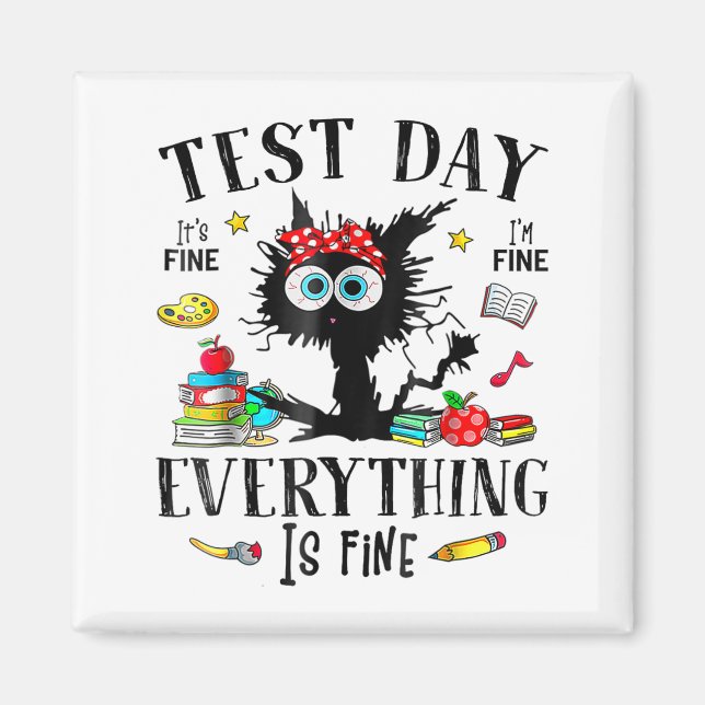 Dag Stressat lärare &amp; Studenter Provning funny Magnet (Framsidan)