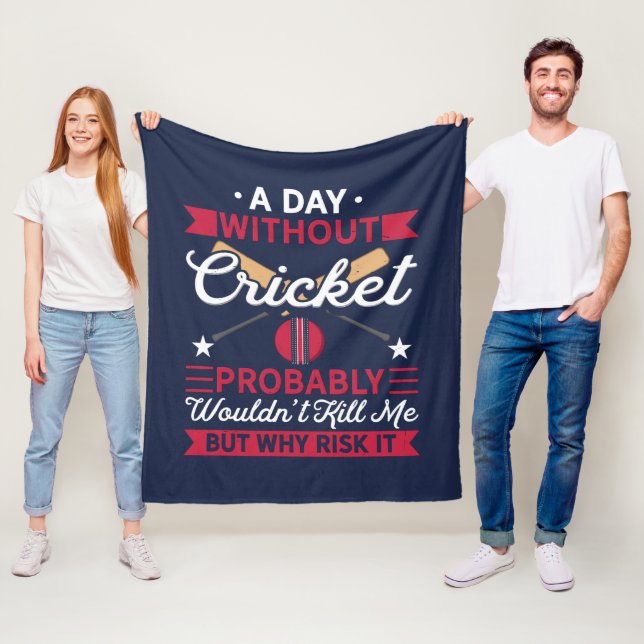 Dag Utan Cricket Rolig Sport Fleecefilt (På plats)