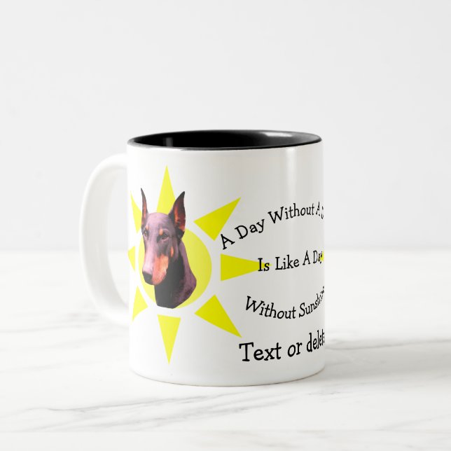 Dag utan Dobie Cute Doberman Personlig Två-Tonad Mugg (Framsida vänster)