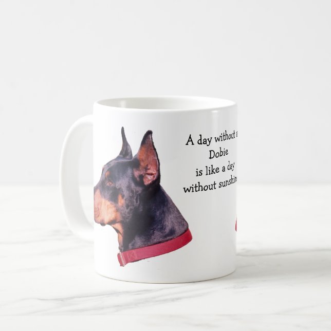 Dag utan Dobie Doberman Photo Kaffemugg (Framsida vänster)