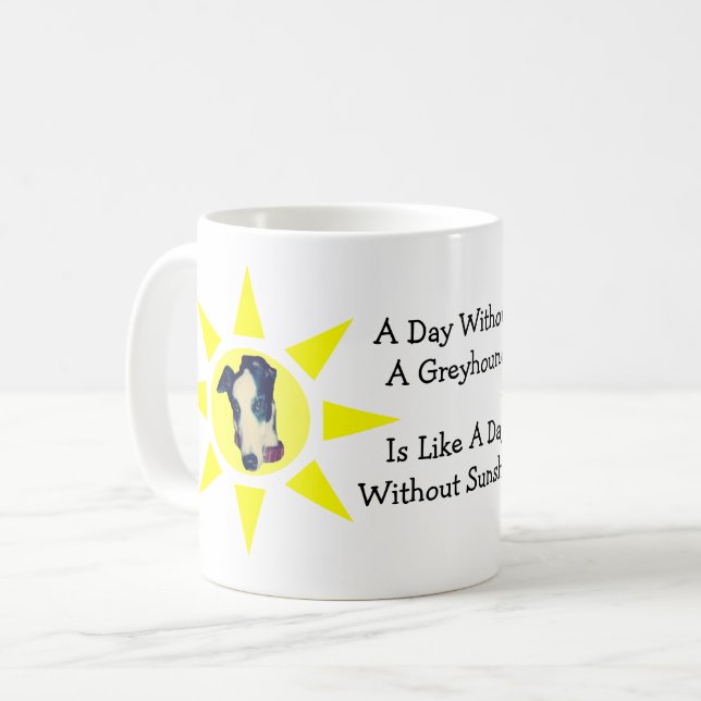 Dag utan Greyhound Cute Hund Kaffemugg (Framsida vänster)