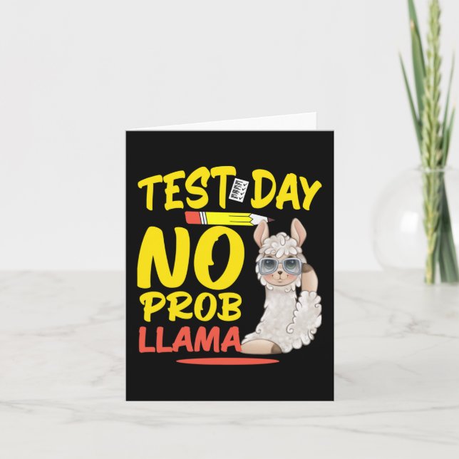 Dag utan Prob-llama Llama Teacher&amp; Student-tes Kort (Framsida)