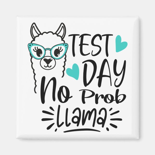 Dag utan Prob-llama Llama Teacher Testdag 2 Magnet (Framsidan)