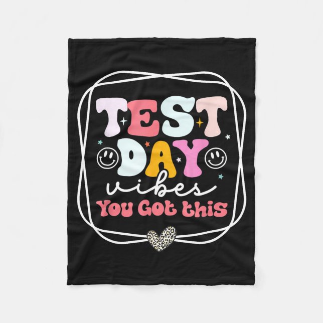 Dag Vibes dig Har Läraren Retro Groovy Testin Fleecefilt (Framsidan)