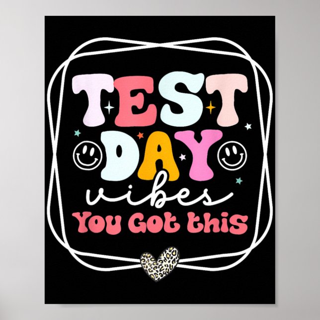 Dag Vibes dig Har Läraren Retro Groovy Testin Poster (Framsidan)