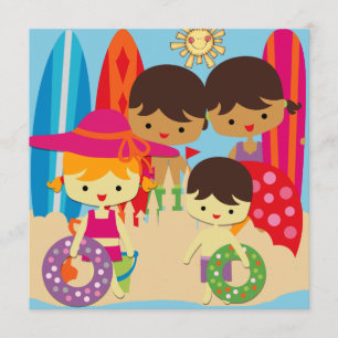 Dag vid Beach Swimming Birthday-inbjudningar Inbjudningar