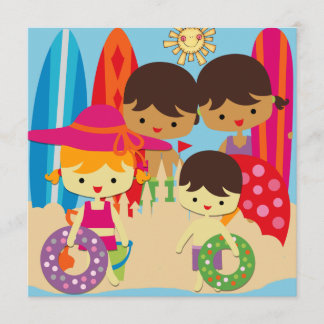 Dag vid Beach Swimming Birthday-inbjudningar Inbjudningar