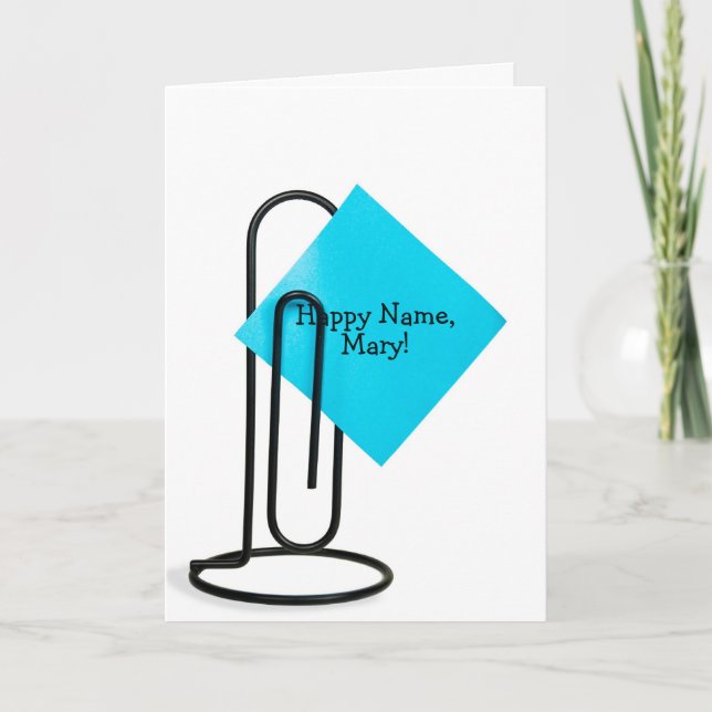 Daganteckning om det pappra klippet Lycklig Namn Kort (Framsida)