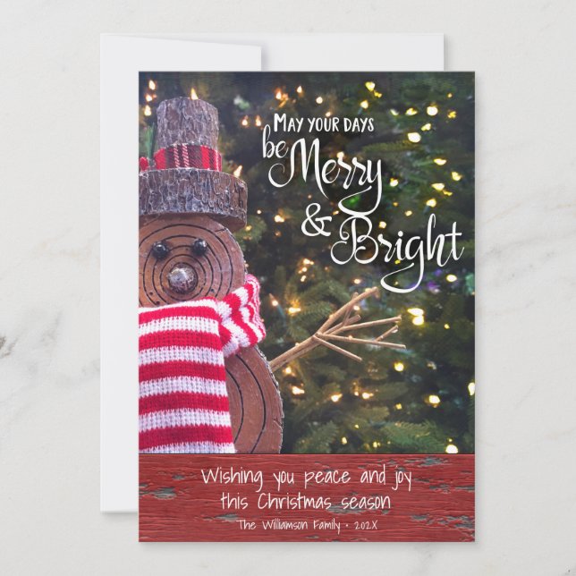 Dagar är bara BrightStor Cute Rustic Snögubbe Julkort (Framsida)