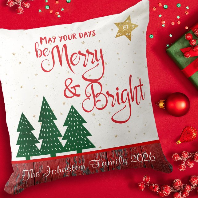 Dagar är fina Träd Guld Star Monogram Namn Kudde (Skapare uppladdad)