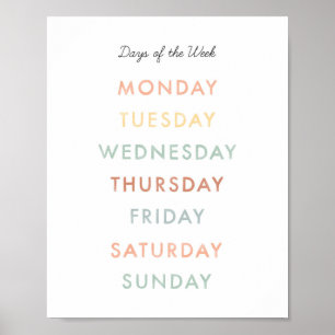 Dagar av Classroom Art i veckan Montessori Poster