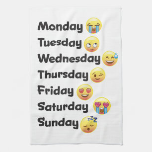 Dagar av handduken för maträtt för veckaEmoji k Kökshandduk