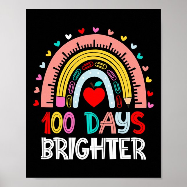 Dagar Brighter Rainbow 100 Day of School Teacher Poster (Framsidan)