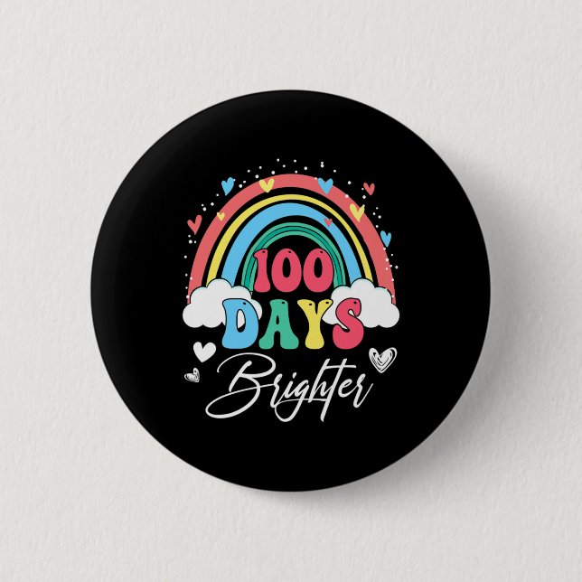Dagar Brighter Rainbow Teacher Student 100:e dagen Knapp (Framsida)