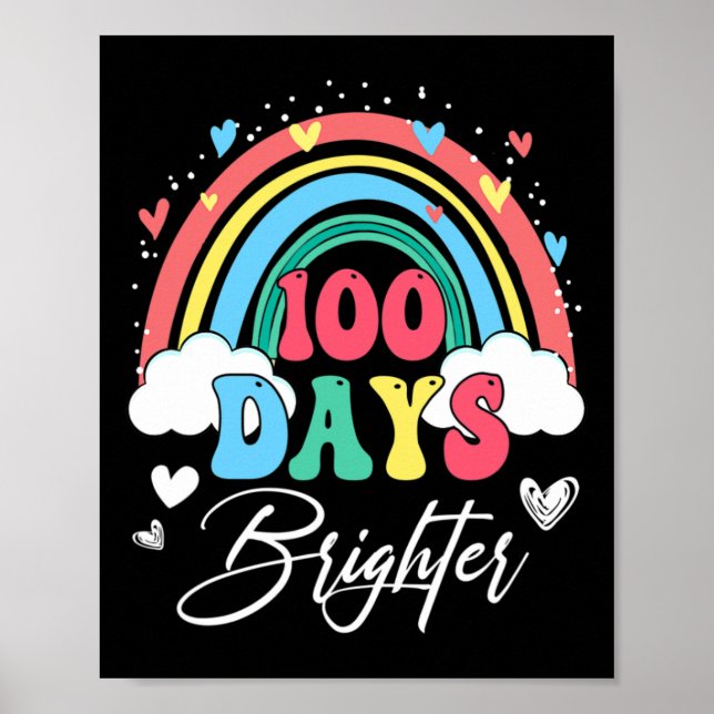 Dagar Brighter Rainbow Teacher Student 100:e dagen Poster (Framsidan)