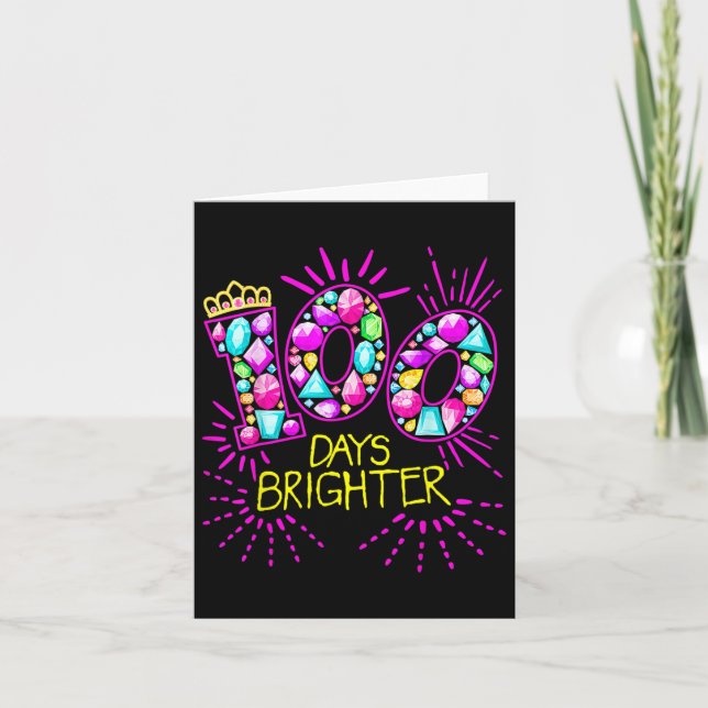 Dagar Brighter Teacher Girls 100 dagar skoldag Kort (Framsida)