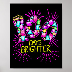 Dagar Brighter Teacher Girls 100 dagar skoldag Poster