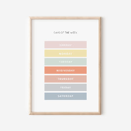 Dagar för Classroom Art Poster i Vecka Montessori