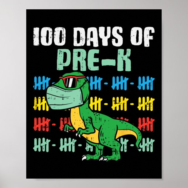 Dagar för pre-k Trex dosoaur i maskkarantän Boy Poster (Framsidan)