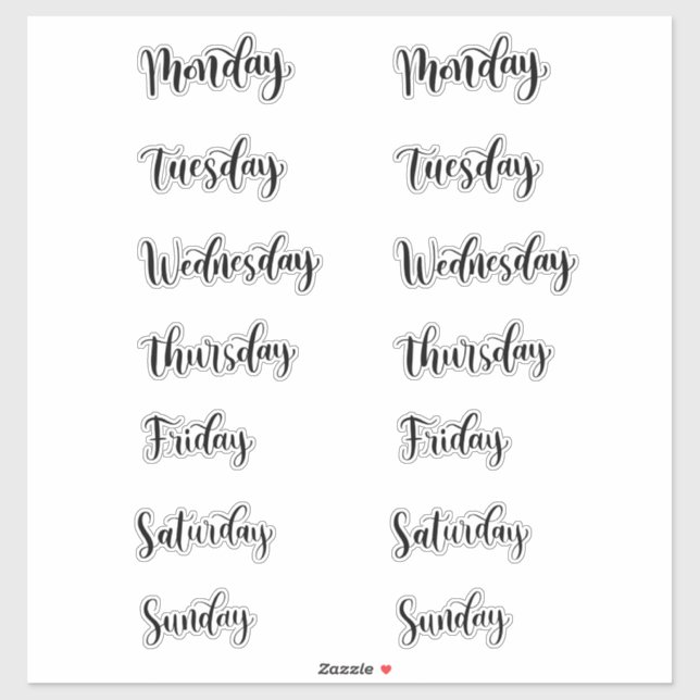 Dagar för veckestern klistermärken (Ark)