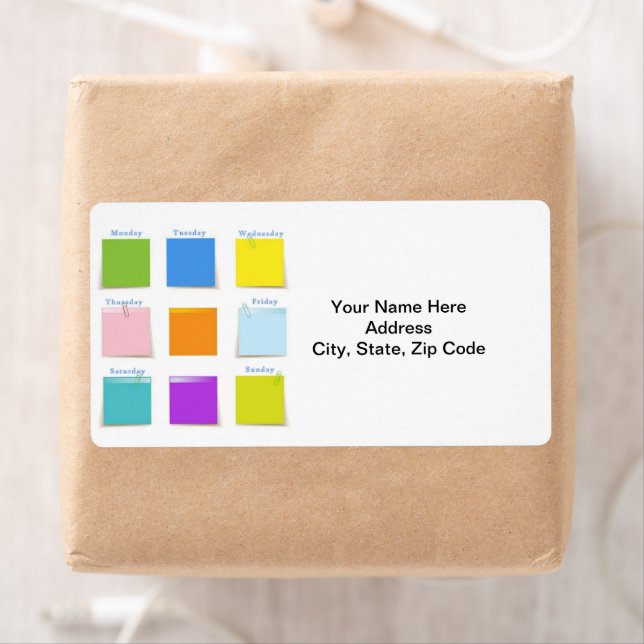 Dagar för veckoetiketter fraktsedel (Insitu)