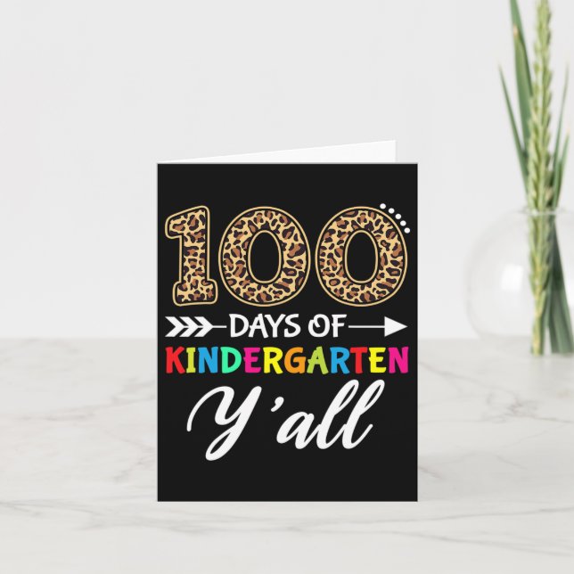 Dagar Kindergarten Y'all Teacher Student Leopard Kort (Framsida)