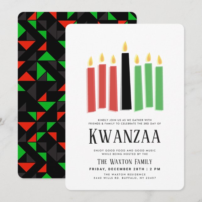 Dagar Kwanzaa | Händelse Party Inbjudningar (Fram/baksida)