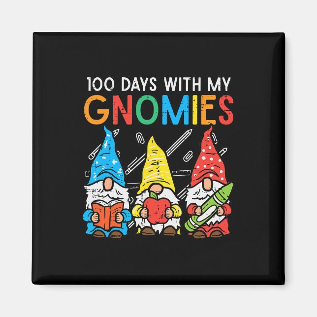 Dagar med min Gnomies Cute 100-dagars skollärare Magnet (Framsidan)