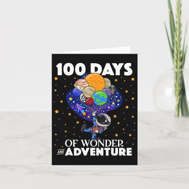 Dagar med skolastronaut Space Boys Kids 100 dagar Kort (Framsida)