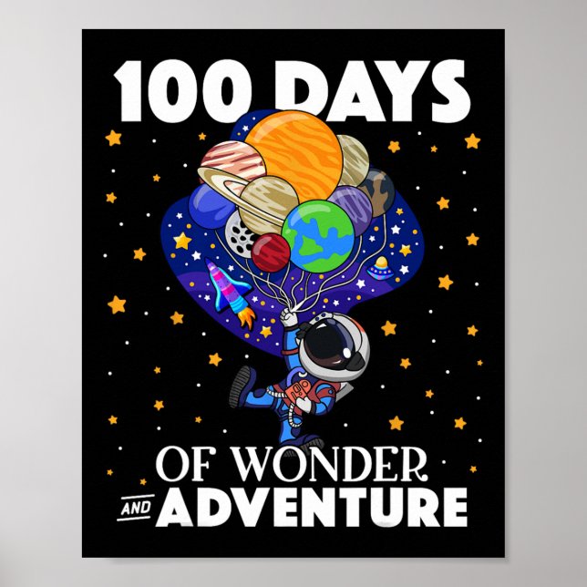 Dagar med skolastronaut Space Boys Kids 100 dagar Poster (Framsidan)