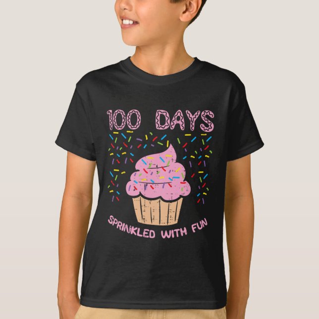 Dagar Sprinkled med Roligt Cupkaka 100 timmar skol T Shirt (Framsida)
