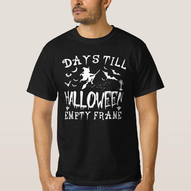 dagar till hallomellan tom ram, humor halloween t shirt (Framsida)